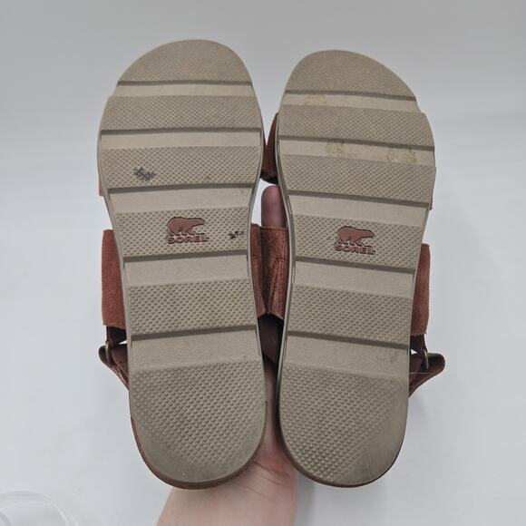SOREL Torpeda Rustic Brown Leather Sandals Women’s Size 11 Boho Strappy - Picture 5 of 6